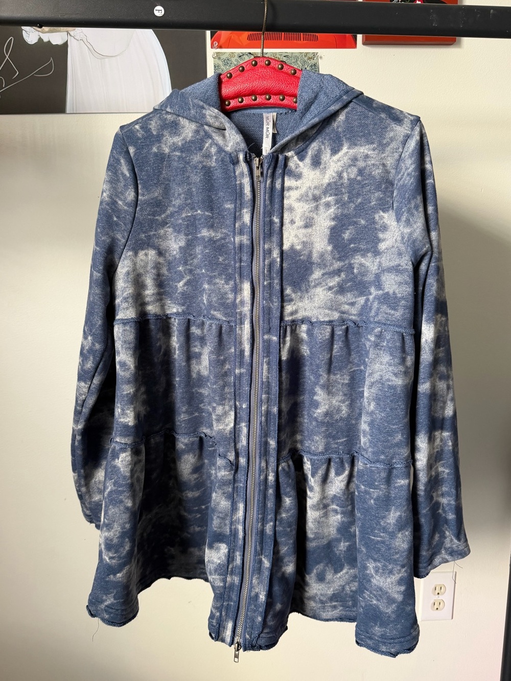 Mur Mur long tie dye ruffle cotton hoodie large